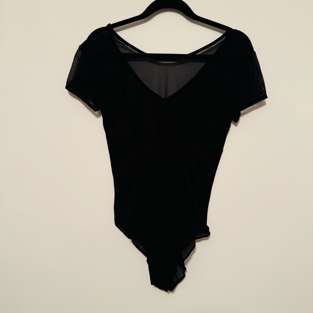 Sheer Black Short Sleeve Bodysuit
